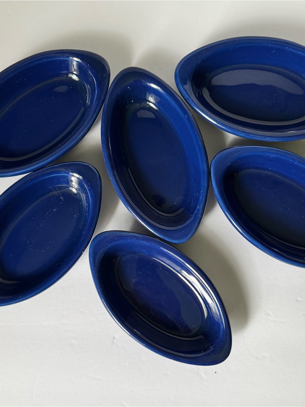 Ceramic Dishes 6.5” x 3.5” Set Of 6 Sauce Casserole Cobalt Blue Oval Dish NEW